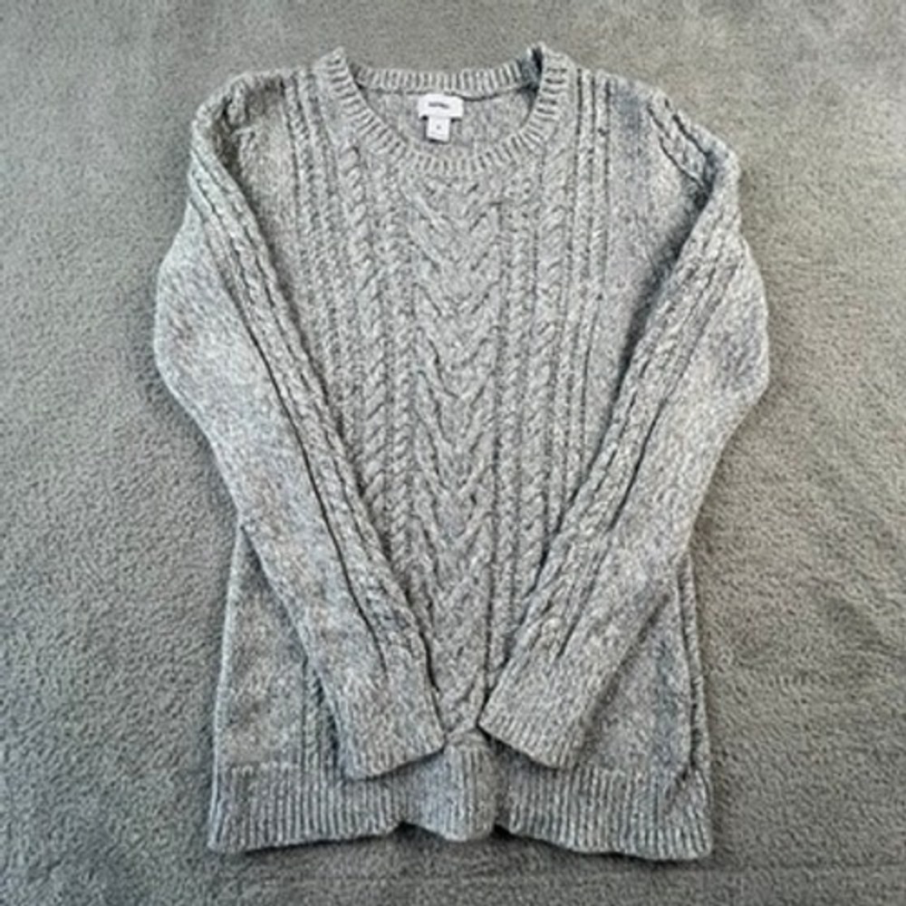 Old Navy Womens Medium Sweater Confetti‎ Gray Cable Knit Crew Neck Cotton Blend